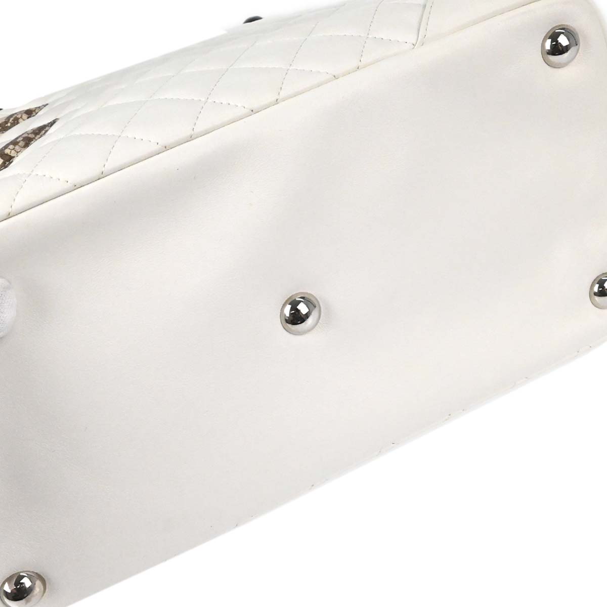 Chanel * 2005-2006 White Calfskin Python Cambon Ligne Tote Handbag