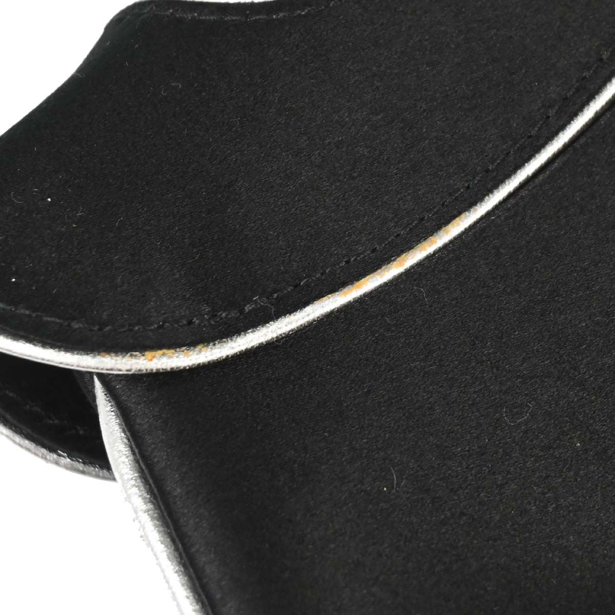 Christian Dior Black Satin Crystal Chain D Flap Shoulder Bag