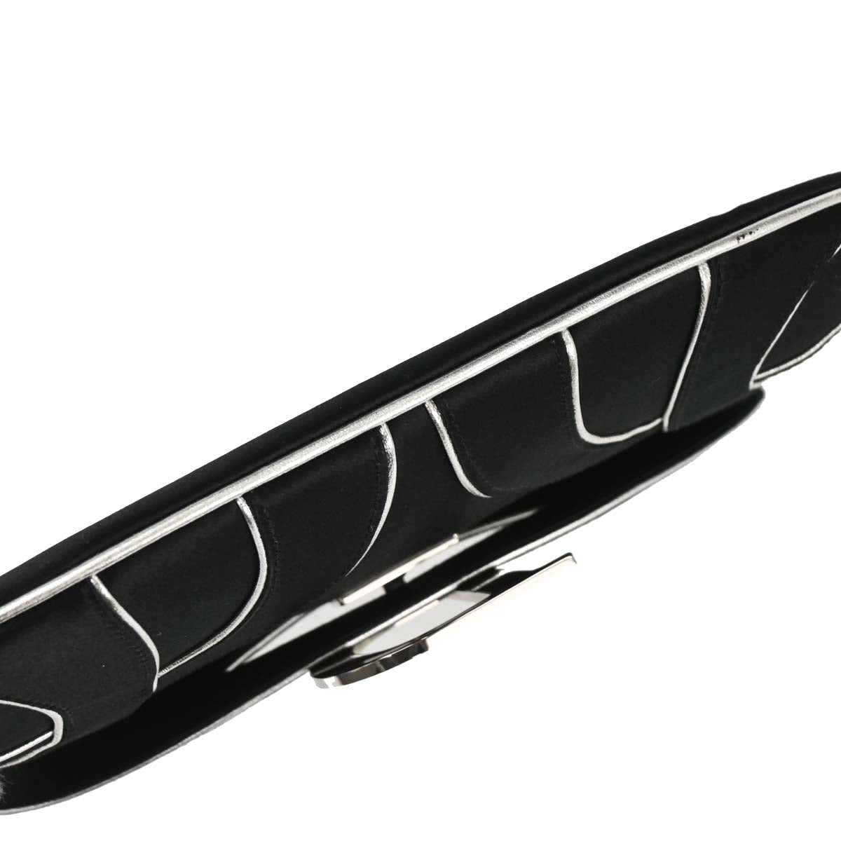 Christian Dior Black Satin Crystal Chain D Flap Shoulder Bag