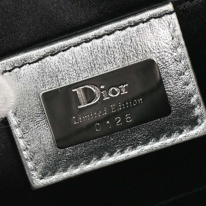 Christian Dior Black Satin Crystal Chain D Flap Shoulder Bag