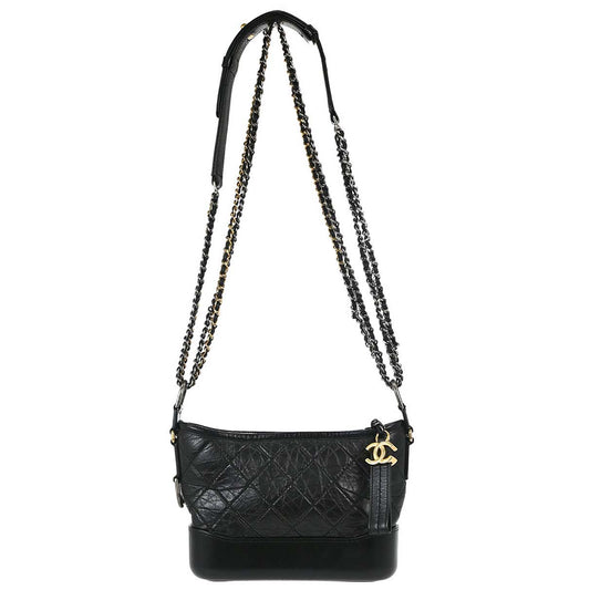 Chanel 2019 Black Lambskin Calfskin Small Gabrielle Shoulder Bag