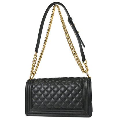 Boy Chanel 2018-2019 Black Caviar Skin Medium Chain Shoulder Bag