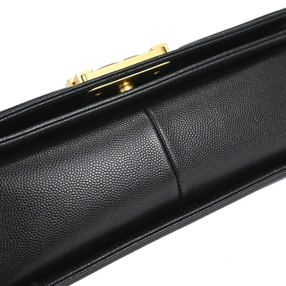 Boy Chanel 2018-2019 Black Caviar Skin Medium Chain Shoulder Bag