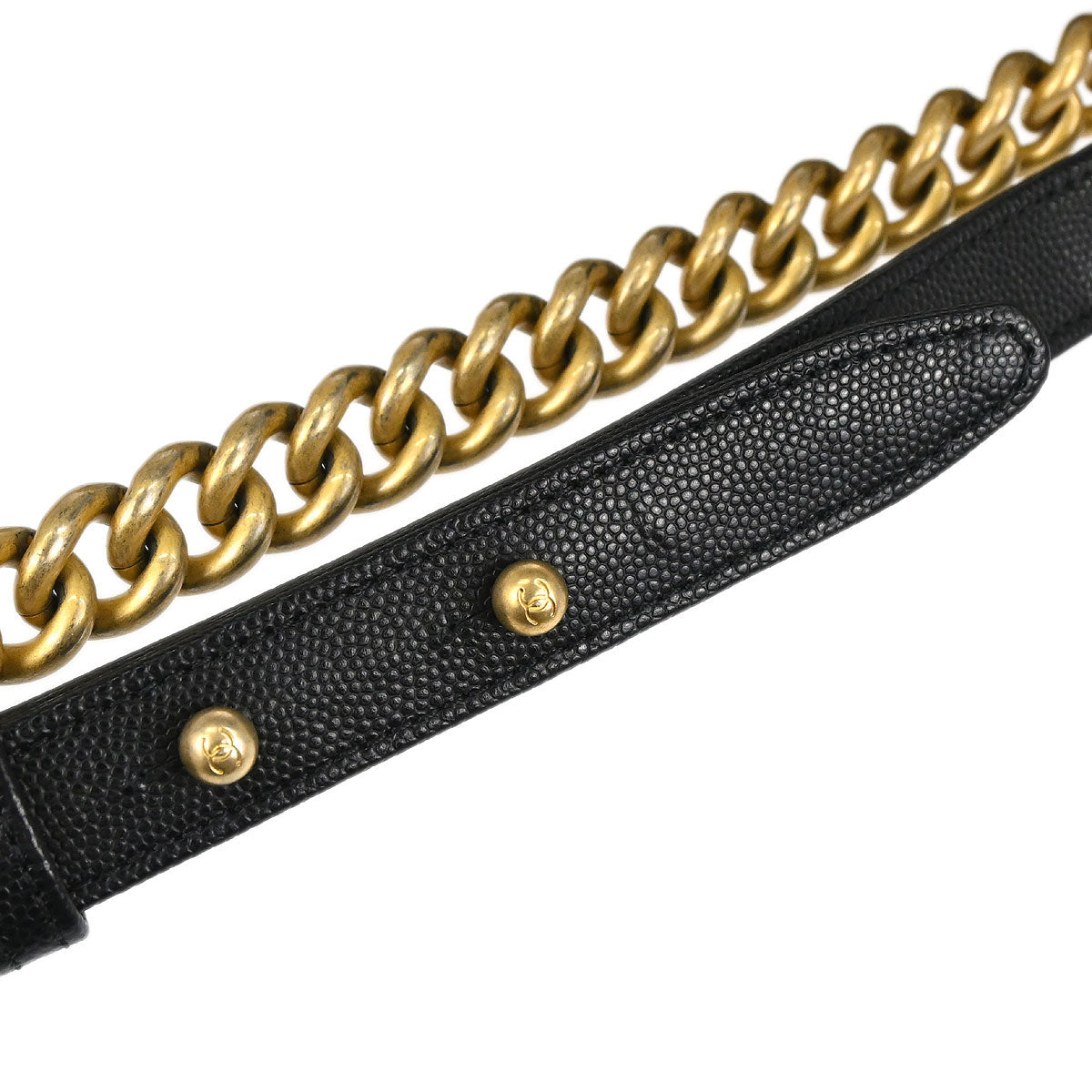 Boy Chanel 2018-2019 Black Caviar Skin Medium Chain Shoulder Bag