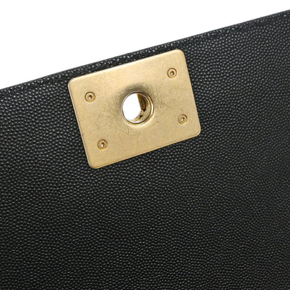 Boy Chanel 2018-2019 Black Caviar Skin Medium Chain Shoulder Bag