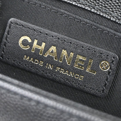 Boy Chanel 2018-2019 Black Caviar Skin Medium Chain Shoulder Bag