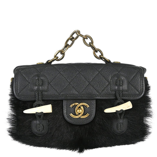 Chanel Black Calfskin Paris-Salzburg Cowboy 2way Messenger Handbag