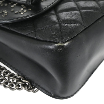 Chanel 2014 Black Lambskin Paris-Dallas Studded Flap Shoulder Bag