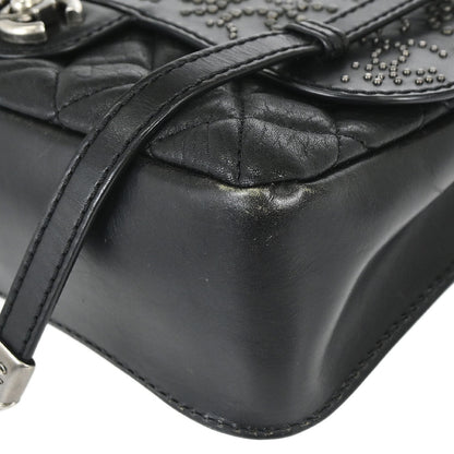 Chanel 2014 Black Lambskin Paris-Dallas Studded Flap Shoulder Bag