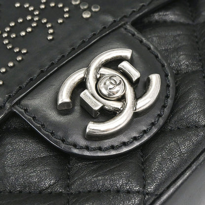 Chanel 2014 Black Lambskin Paris-Dallas Studded Flap Shoulder Bag