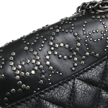 Chanel 2014 Black Lambskin Paris-Dallas Studded Flap Shoulder Bag