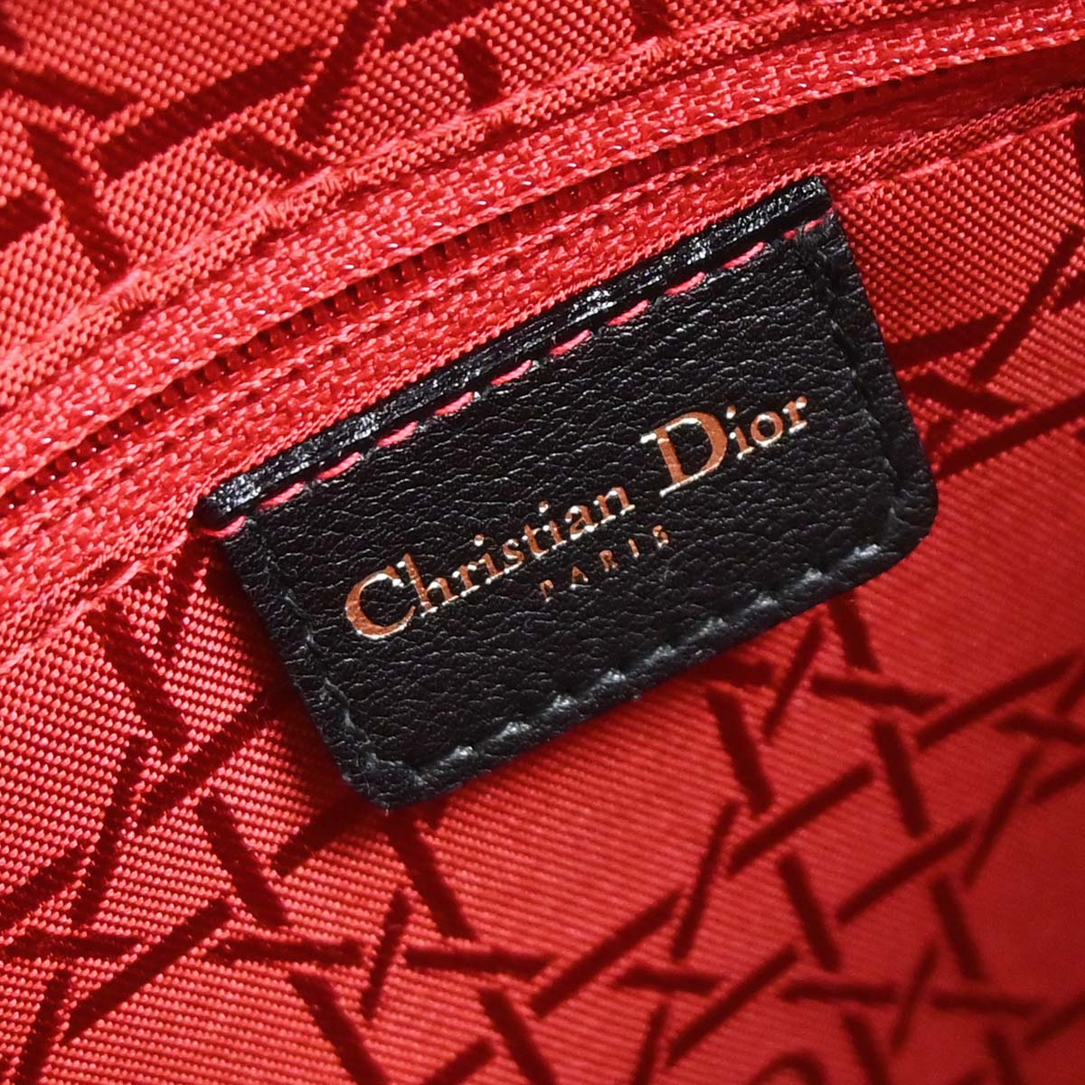 Christian Dior Black Lambskin Large Lady Dior Cannage 2way Shoulder Handbag
