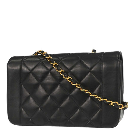 Chanel 1991-1994 Black Lambskin Small Diana Shoulder Bag