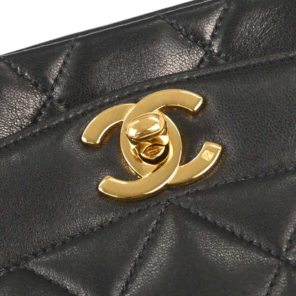 Chanel 1991-1994 Black Lambskin Small Diana Shoulder Bag
