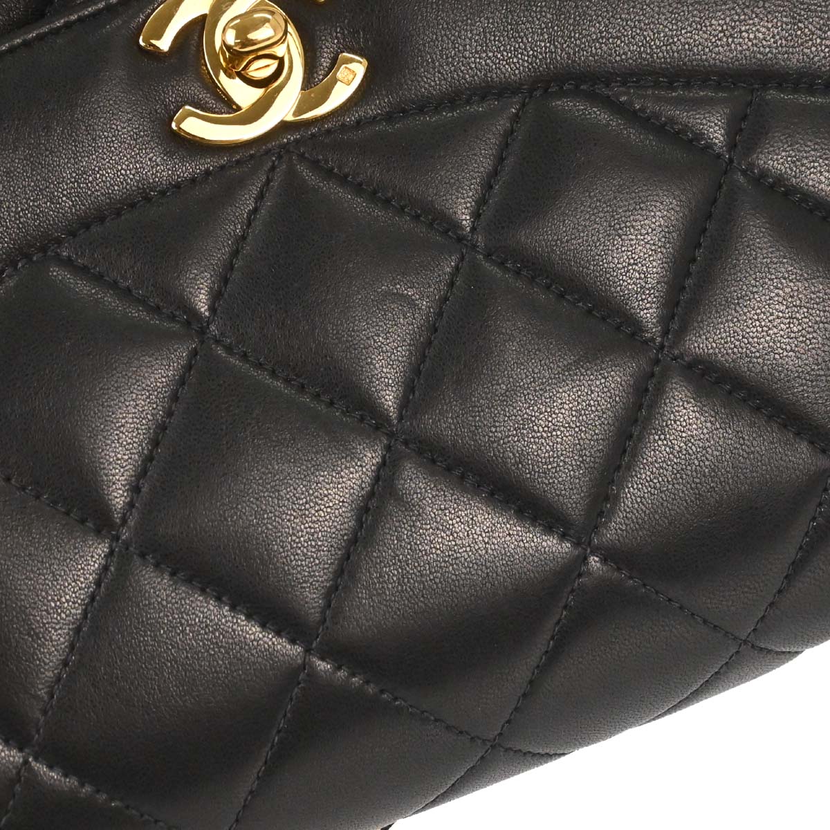 Chanel 1991-1994 Black Lambskin Small Diana Shoulder Bag