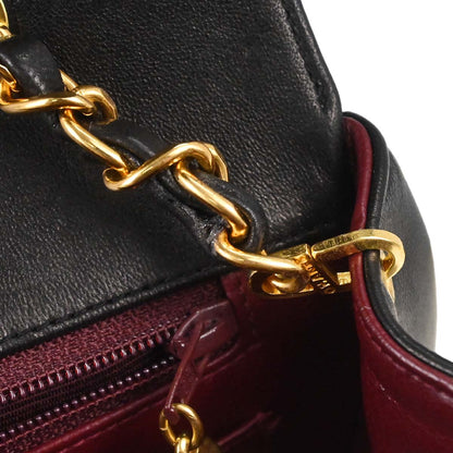 Chanel 1991-1994 Black Lambskin Small Diana Shoulder Bag
