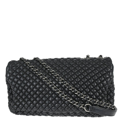 Chanel 2015-2016 Black Lambskin Bubble Quilted Shoulder Bag