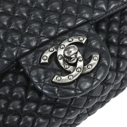 Chanel 2015-2016 Black Lambskin Bubble Quilted Shoulder Bag