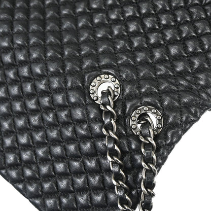 Chanel 2015-2016 Black Lambskin Bubble Quilted Shoulder Bag