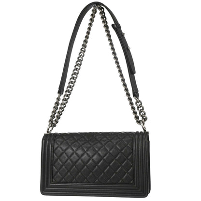 Boy Chanel 2017 Black Caviar Skin Medium Shoulder Bag