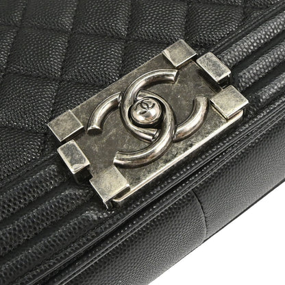 Boy Chanel 2017 Black Caviar Skin Medium Shoulder Bag