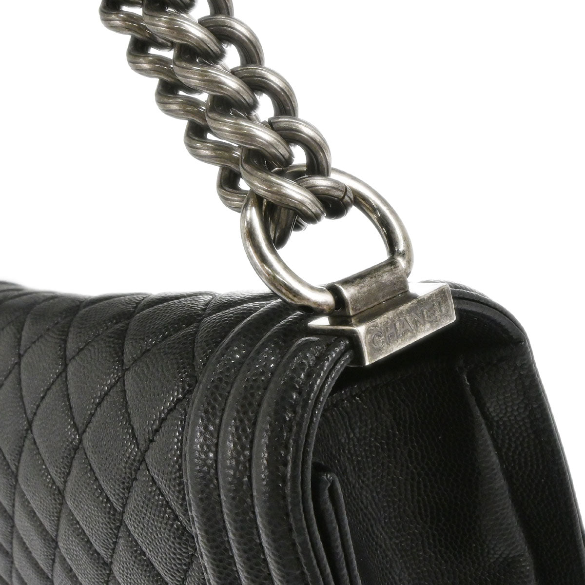 Boy Chanel 2017 Black Caviar Skin Medium Shoulder Bag