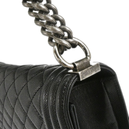 Boy Chanel 2017 Black Caviar Skin Medium Shoulder Bag