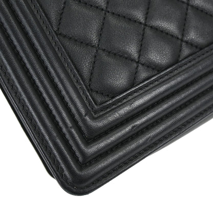 Boy Chanel Black Lambskin Medium Chain Shoulder Bag