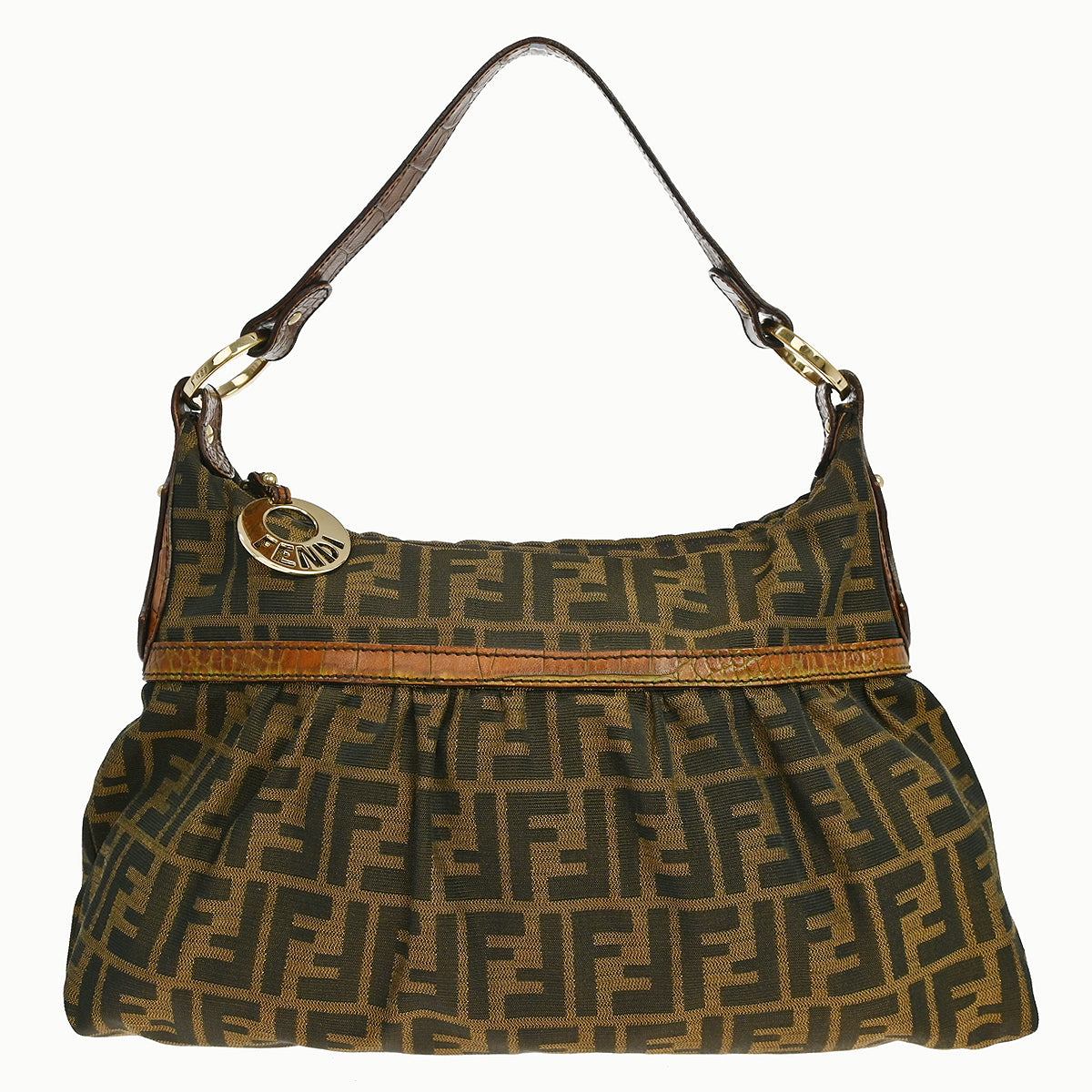 Fendi * Brown Zucca Crocodile Chef Hobo Handbag