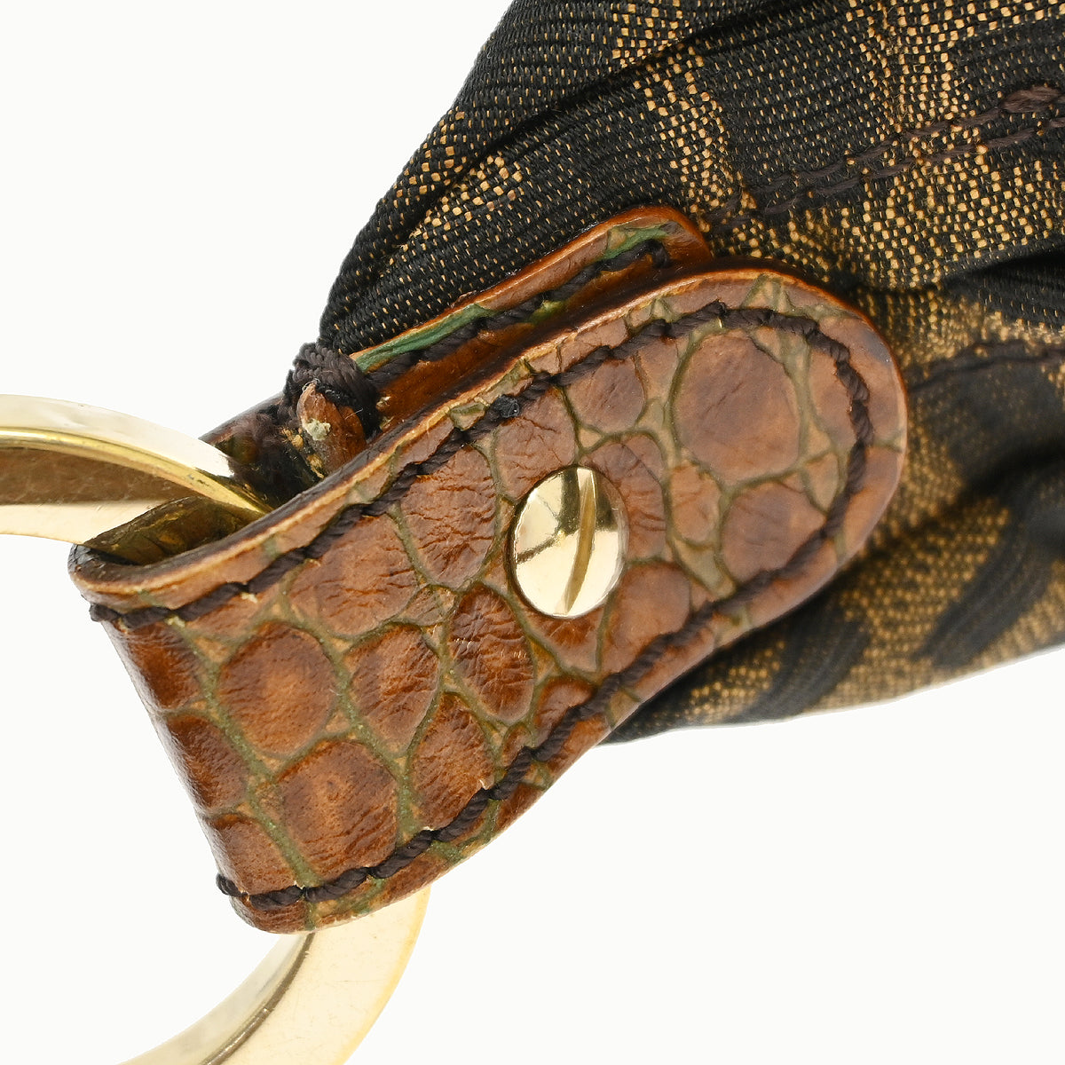 Fendi * Brown Zucca Crocodile Chef Hobo Handbag