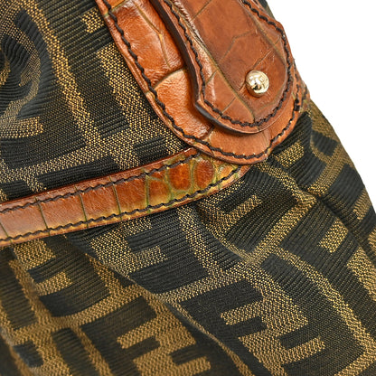 Fendi * Brown Zucca Crocodile Chef Hobo Handbag
