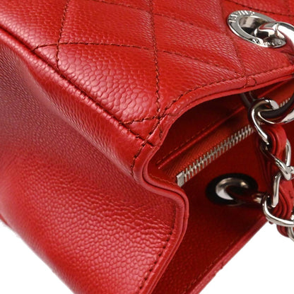 Chanel Red Caviar Skin Grand Shopping Tote GST Chain Handbag