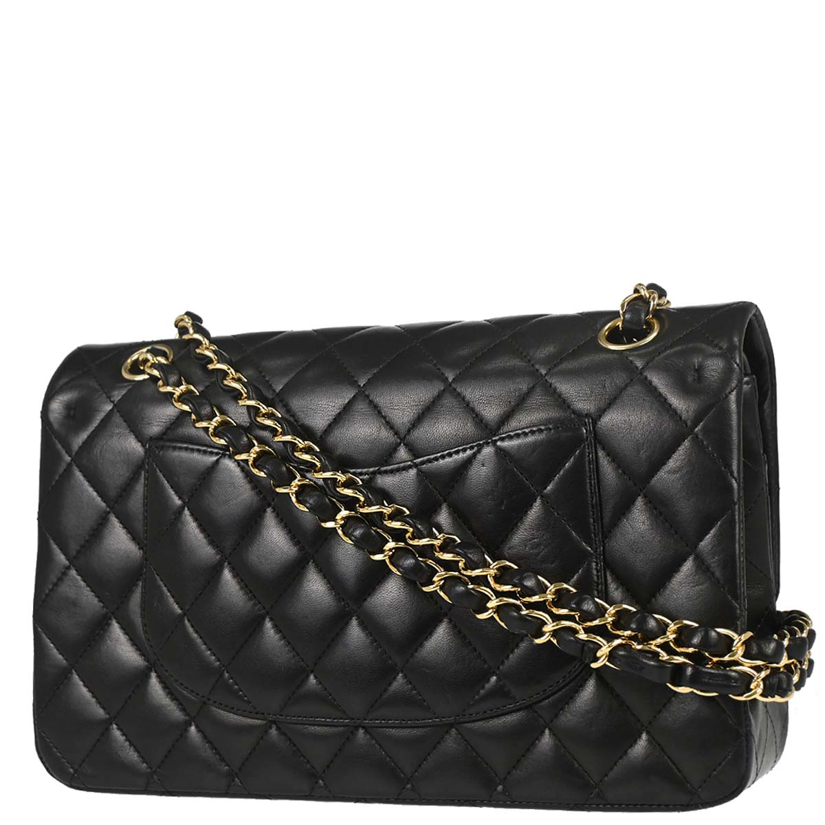 Chanel 2009-2010 Black Lambskin Medium Classic Double Flap Shoulder Bag