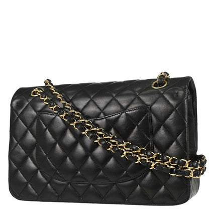 Chanel 2009-2010 Black Lambskin Medium Classic Double Flap Shoulder Bag