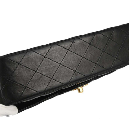 Chanel 2009-2010 Black Lambskin Medium Classic Double Flap Shoulder Bag
