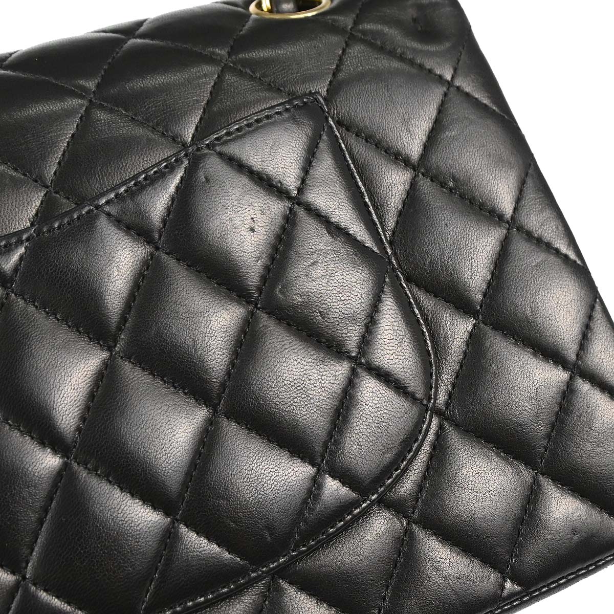 Chanel 2009-2010 Black Lambskin Medium Classic Double Flap Shoulder Bag
