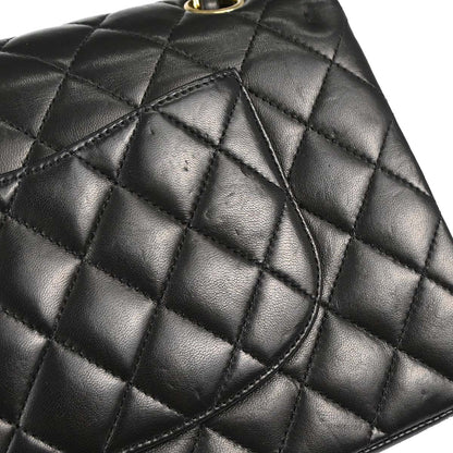 Chanel 2009-2010 Black Lambskin Medium Classic Double Flap Shoulder Bag