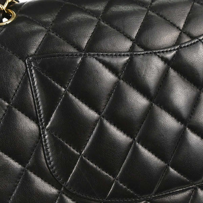 Chanel 2009-2010 Black Lambskin Medium Classic Double Flap Shoulder Bag