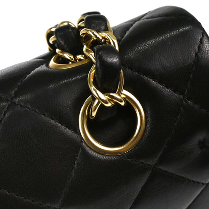 Chanel 2009-2010 Black Lambskin Medium Classic Double Flap Shoulder Bag