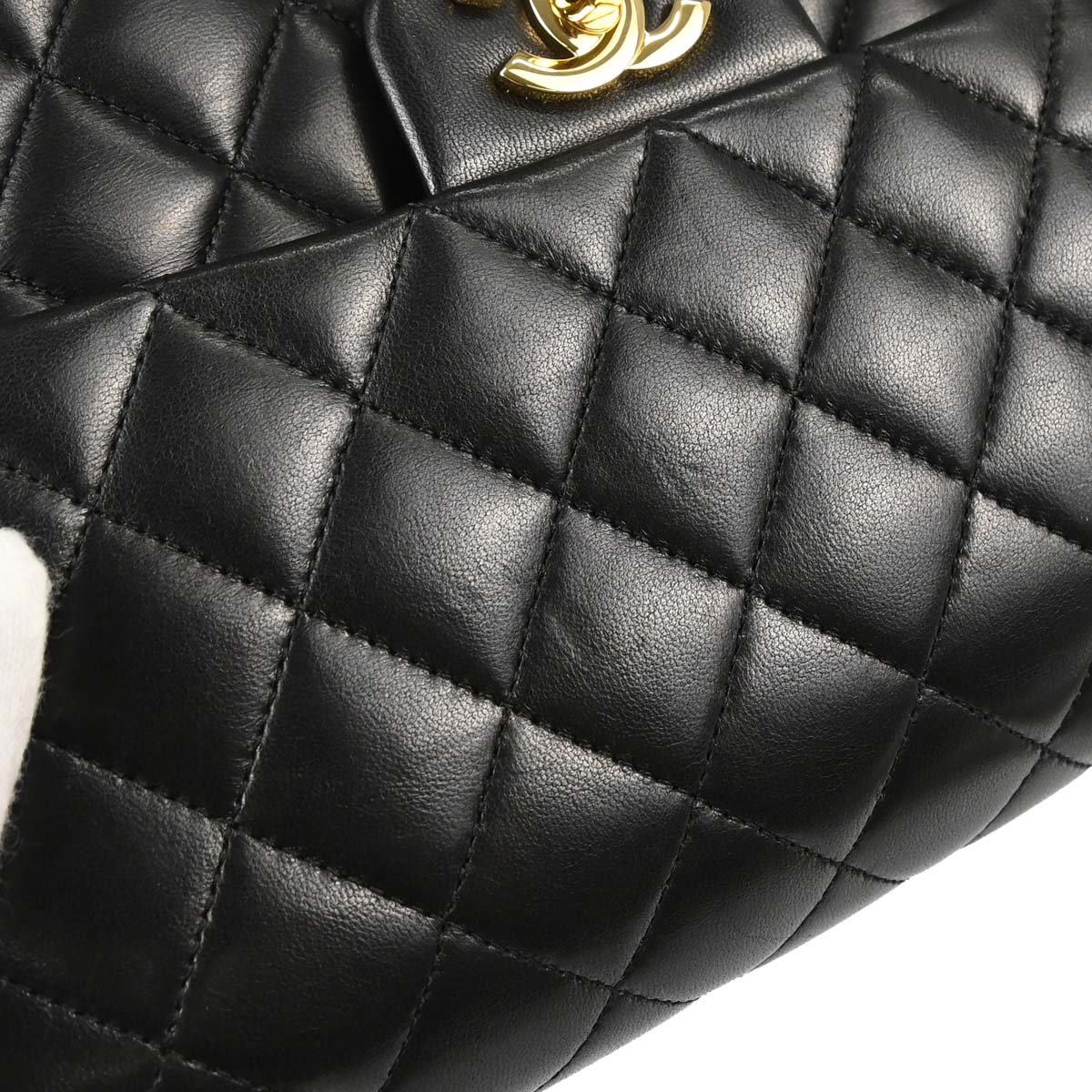 Chanel 2009-2010 Black Lambskin Medium Classic Double Flap Shoulder Bag