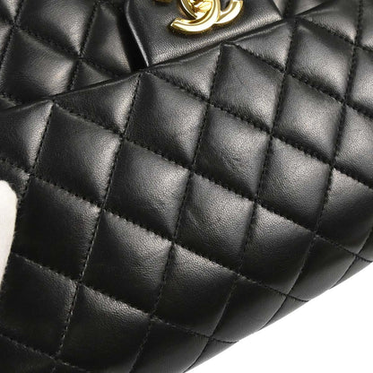 Chanel 2009-2010 Black Lambskin Medium Classic Double Flap Shoulder Bag