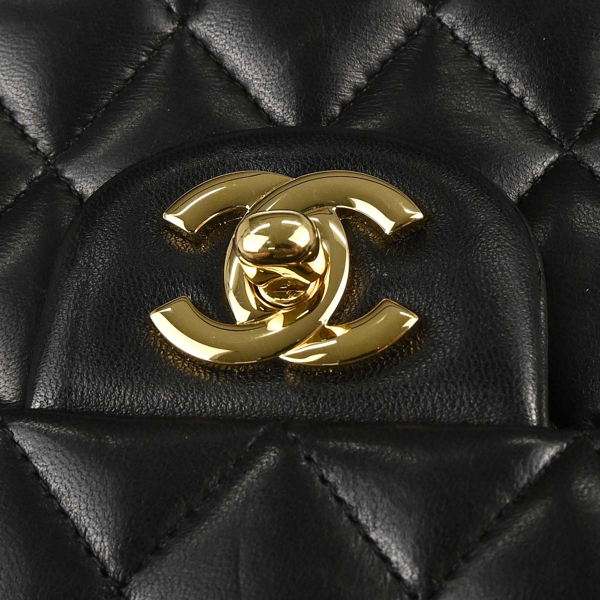 Chanel 2009-2010 Black Lambskin Medium Classic Double Flap Shoulder Bag