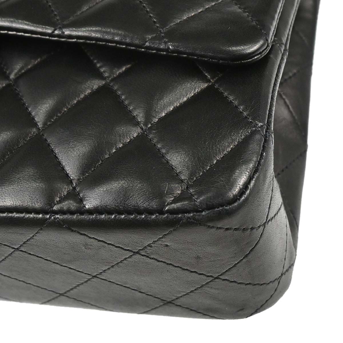 Chanel 2009-2010 Black Lambskin Medium Classic Double Flap Shoulder Bag
