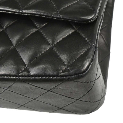 Chanel 2009-2010 Black Lambskin Medium Classic Double Flap Shoulder Bag