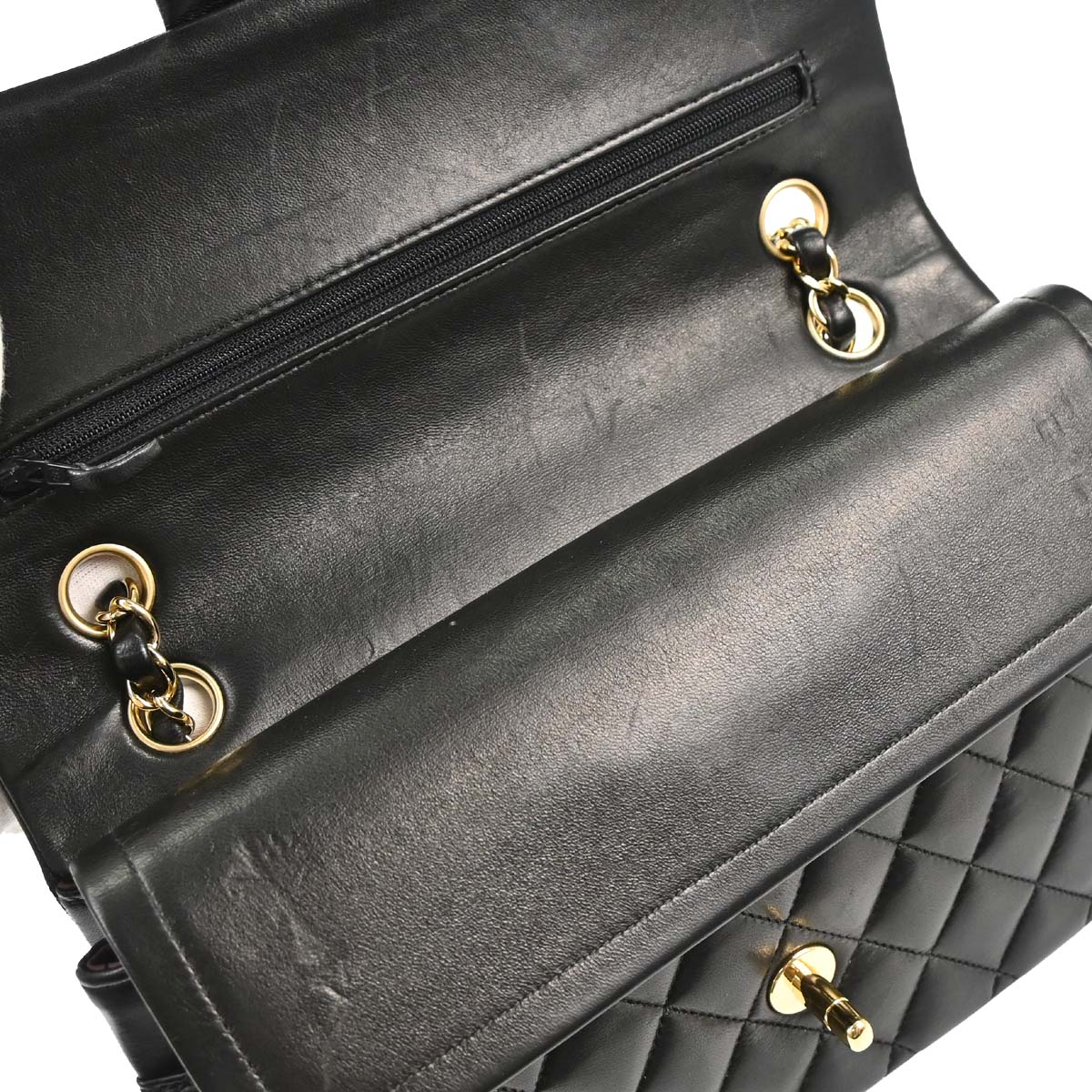 Chanel 2009-2010 Black Lambskin Medium Classic Double Flap Shoulder Bag