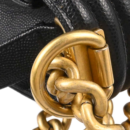 Boy Chanel Black Caviar Skin Medium Chain Shoulder Bag