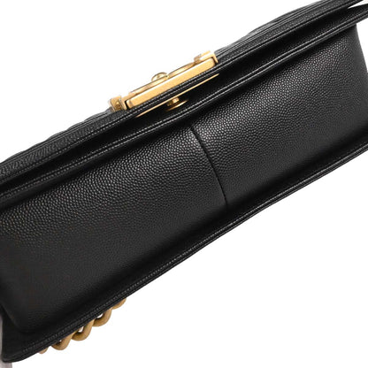 Boy Chanel Black Caviar Skin Medium Chain Shoulder Bag