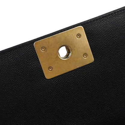 Boy Chanel Black Caviar Skin Medium Chain Shoulder Bag