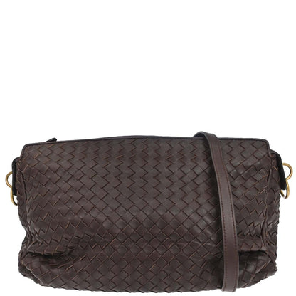 Bottega Veneta Brown Lambskin Intrecciato Shoulder Bag