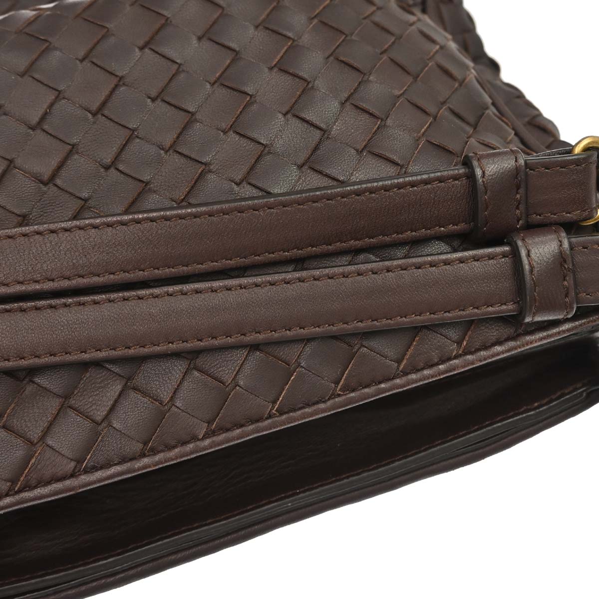 Bottega Veneta Brown Lambskin Intrecciato Shoulder Bag